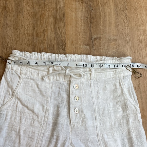 Sundance Coastline White Pants petite small 100%Cotton Stretch Waist Beachy Boho - Picture 4 of 10